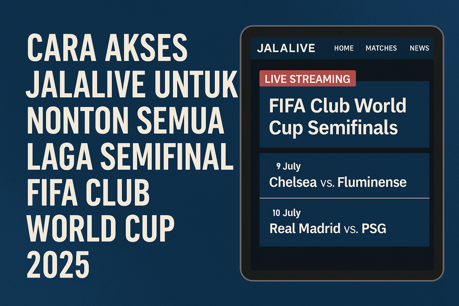 Cara Akses Jalalive untuk Nonton Semua Laga Semifinal FIFA Club World Cup 2025 – Panduan Lengkap